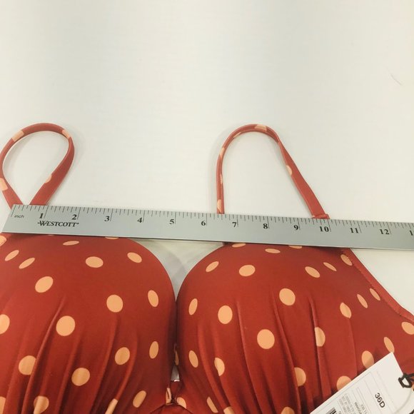 Shade And Shore Women's Size 36D Bikini Swim Top Underwire Brown Polka Dot New - Picture 8 of 13